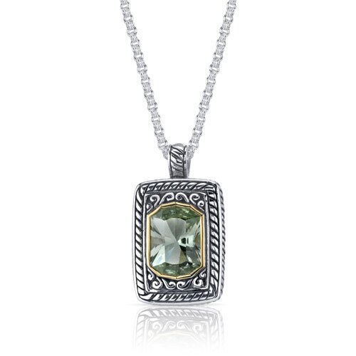 Oravo Baroness Cut 5.50 Carats Green Amethyst Locket Style Pendant in