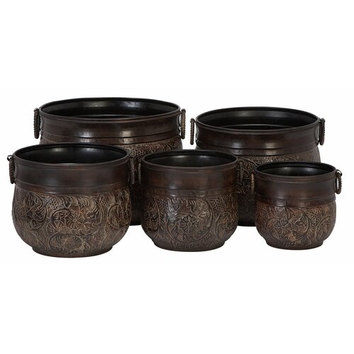 Aspire Round Metal Planters (Set of 5)