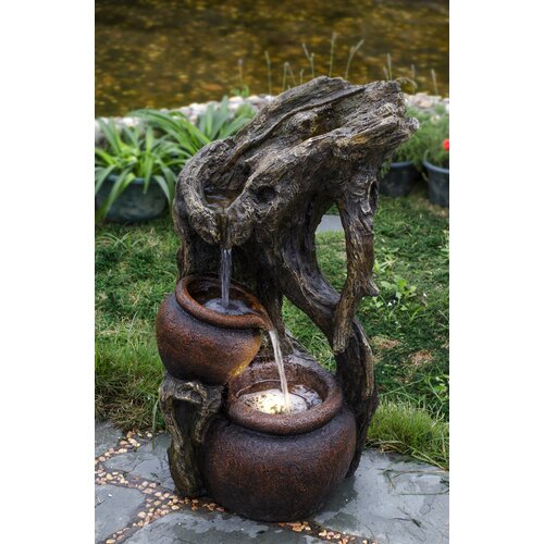 Yosemite Home Decor Layered Wood Polyresin Fountain