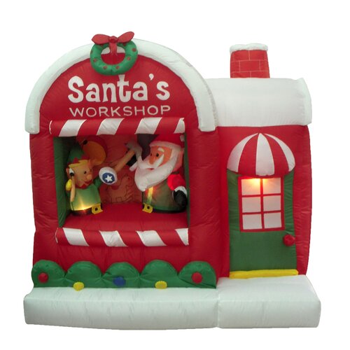 BZB Goods Christmas Inflatable Santa Workshop