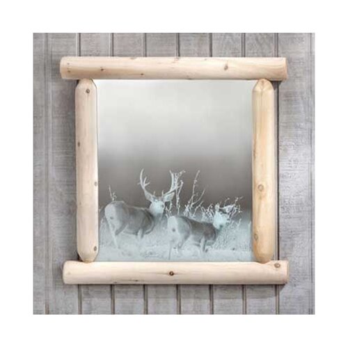 Rustic Natural Cedar Furniture Wilderness Mirror with Etching