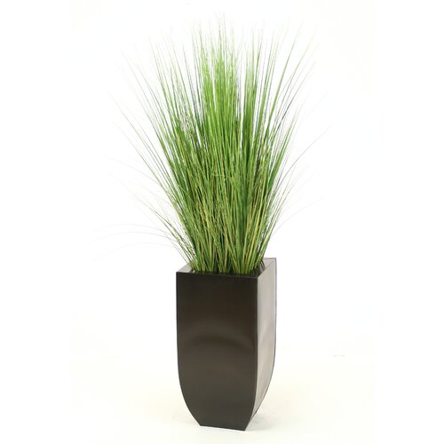 Distinctive Designs Silk Grass in Tall Graphite Metal Planter