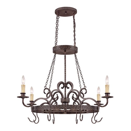 Jeremiah Brookshire Manor Pot Rack with 4 Light Pendant