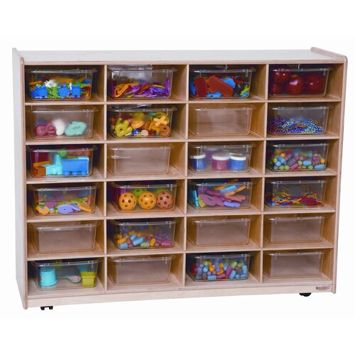 Wood Designs Twenty Four Large Tray Storage Unit with Clear Trays