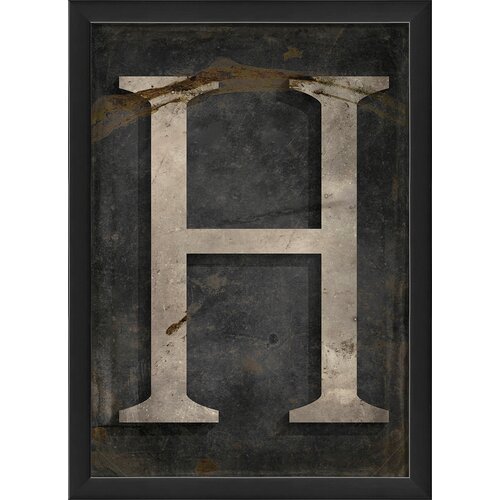 Blueprint Artwork Letter H Framed Textual Art in Black and Gray