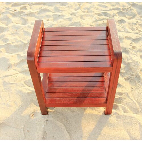 Decoteak Outdoor Teak Storage Bench Shelf Bookcase or End Table