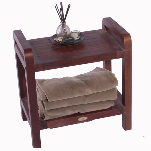 Decoteak Outdoor Teak Storage Bench Shelf Bookcase or End Table