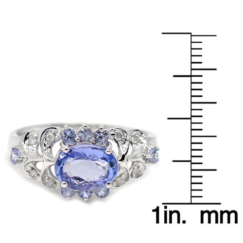 DeBuman Genuine White Gold Oval Cut Tanzanite Ring