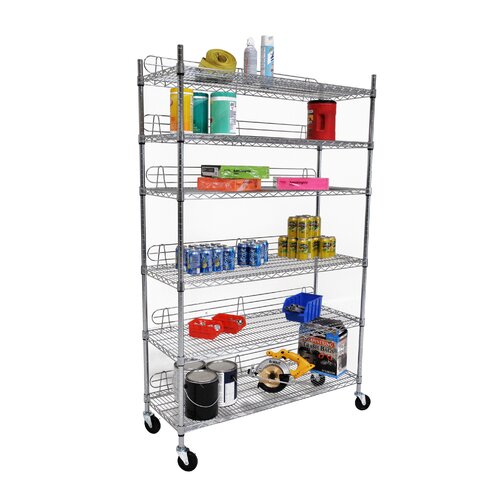 Trinity EcoStorage 4 Tier NSF Corner Wire Wheeled Corner Shelving Rack