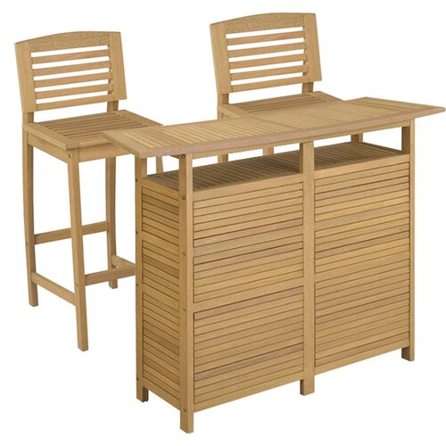 Home Styles Bali Hai 3 Piece Bar Set in Teak