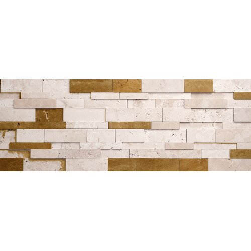 Faber Wall Cladding 6 x 24 Honed Cubic Travertine Mosaic in Ivory