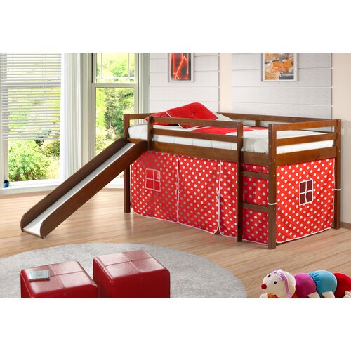 NE Kids School House Twin Princess Low Loft Bed with Slide