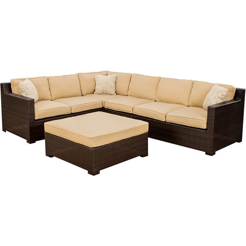 Hanover Outdoor Metropolitan 5 Piece Lounge Seating Group in Brown