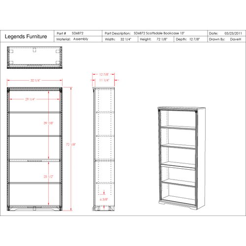 Legends Furniture Scottsdale Oak Bookcase with 1 Fixed and 3