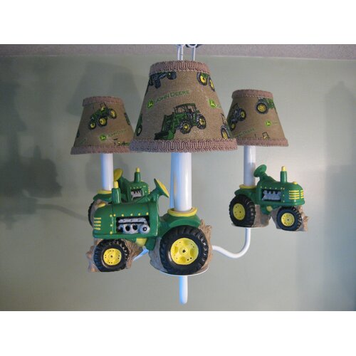 Silly Bear Farm Tractors 3 Light Chandelier