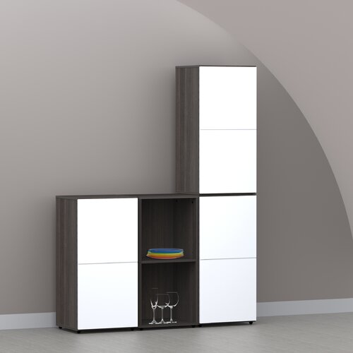 Nexera Allure 36 Storage Cabinet in White and Ebony with 1 Door