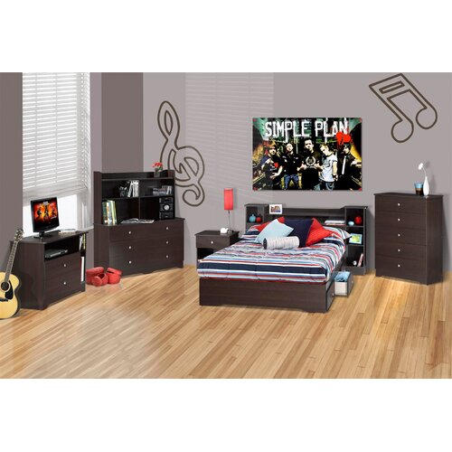 Nexera Pocono Bed with Bookcase Headboard in Espresso Laminate