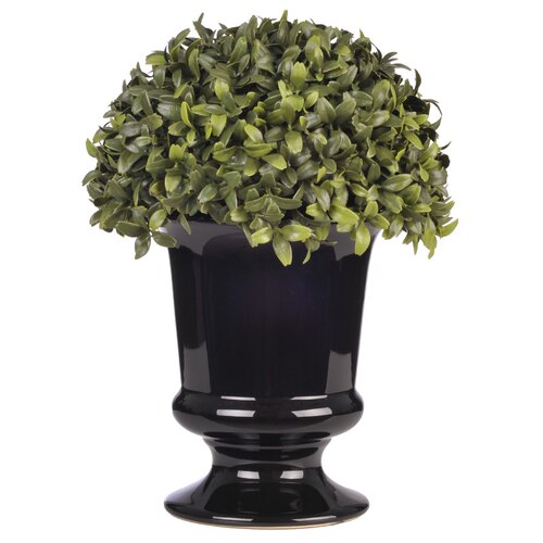 House of Silk Flowers Artificial Double Boxwood Ball Topiary in Pot