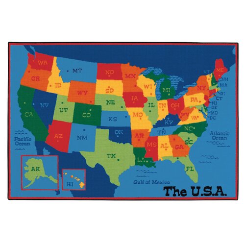 Kids World USA Cartoon Map Kids Rug