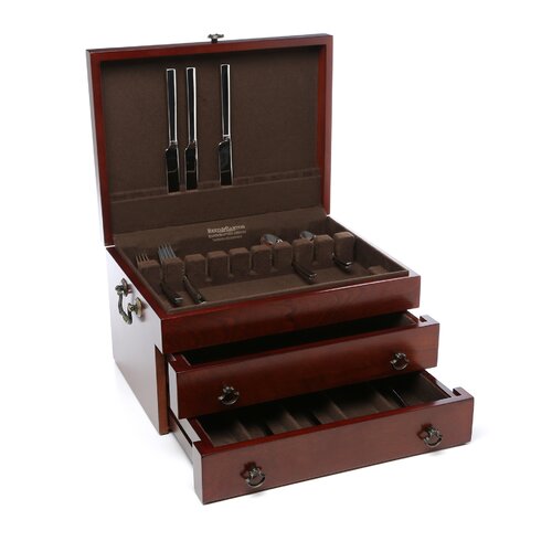 Reed & Barton Bristol Grande Mahogany Silverware Chest with Brown