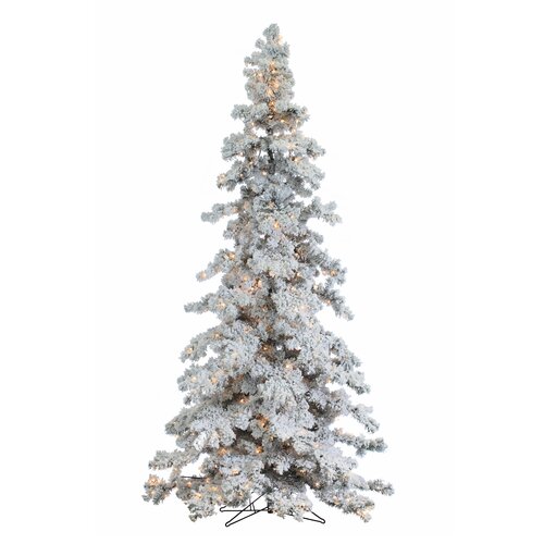 10' Heavy Flocked Layered Spruce Christmas Tree with 900 Clear Lights ...