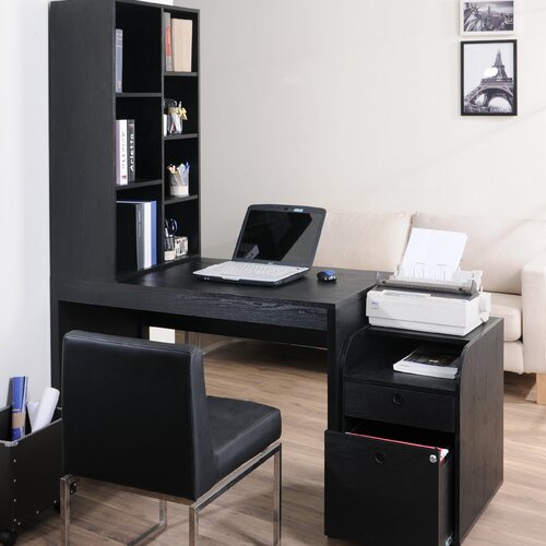 Hokku Designs Concept 2 Piece Modular Office Desk with Bookcase