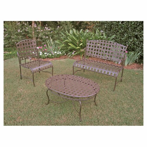 International Caravan Santa Fe Iron Patio 3 Piece Lounge Seating Group