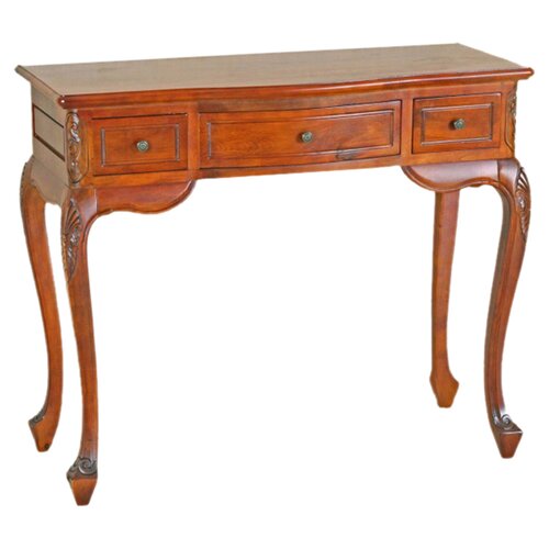 International Caravan Windsor Hand Carved Wood Vanity Console Table