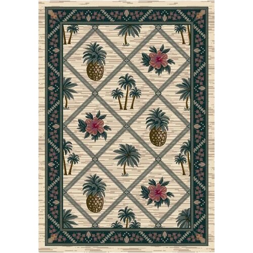 Tommy Bahama Rugs Home Nylon Lotsa Pineapples White Novelty Rug