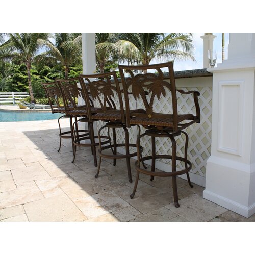 hospitality rattan coco palm patio swivel barstool set