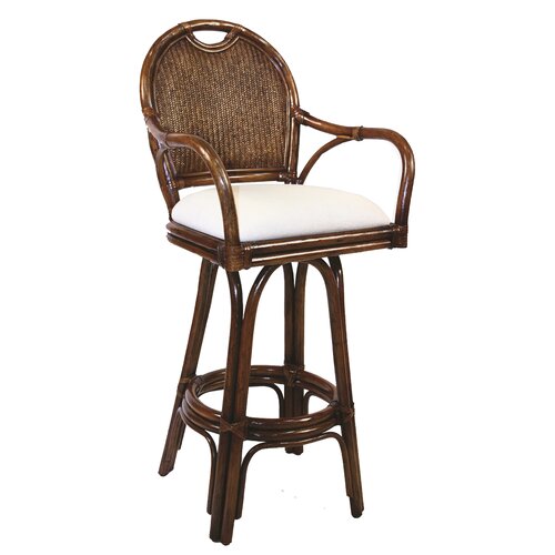 Hospitality Rattan Classic Indoor Rattan 30 Swivel Bar Stool in TC