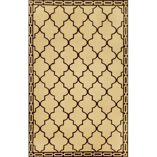 Trans Ocean Ravella Ornamental Leaf Boder Yellow Indoor / Outdoor Rug