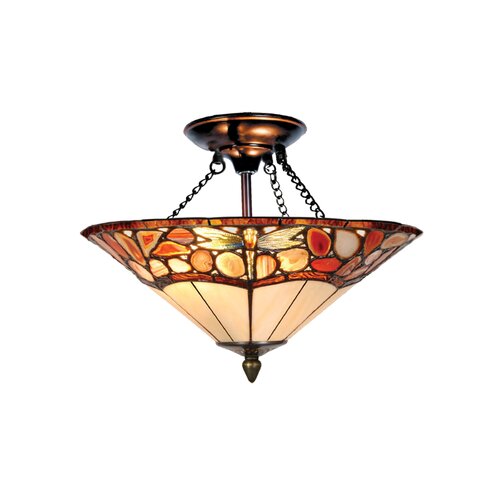 Dale Tiffany Dragonfly Agate 2 Light Semi Flush Mount