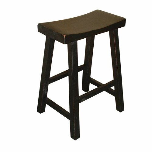 International Concepts 24 Saddleseat Counter Stool (Distressed Black)