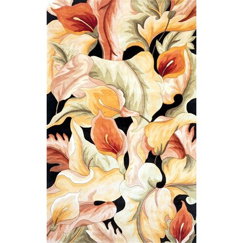 KAS Oriental Rugs Catalina Black Calla Lillies Rug