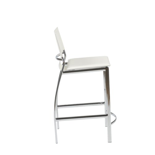 Eurostyle Vinnie Leather Counter Stool Set in White (Set of 2)