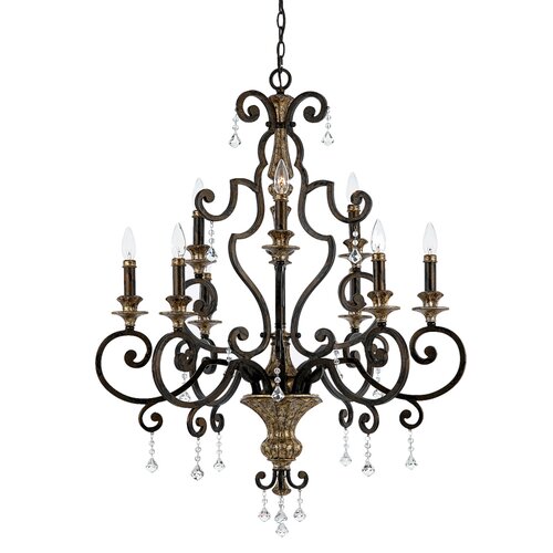 Quoizel Marquette Two Tier Chandelier with 9 Uplights in Heirloom