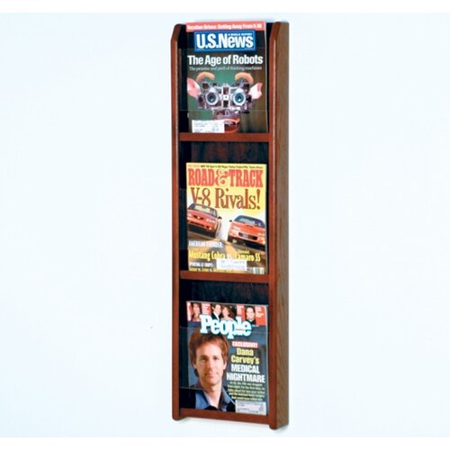 Wooden Mallet Three Magazine Oak and Acrylic Wall Display