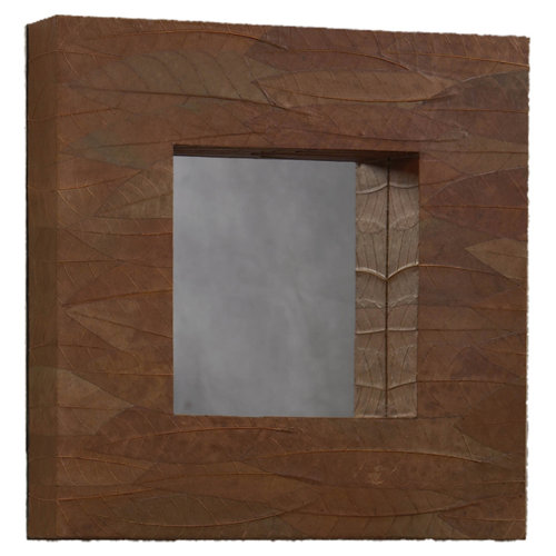 Linon Mahogany 16.5 H x 16.5 W Leaf Square Mirror