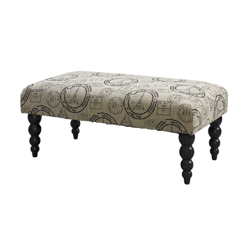 Linon Claire Butterfly Print Upholstered Bench