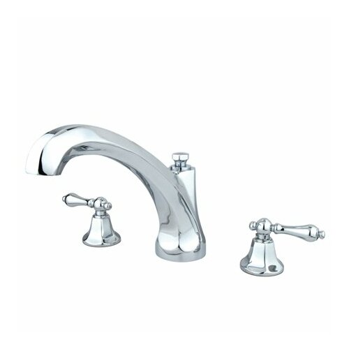 Aqueous Faucet Scroll Double Handle Desk Mount Roman Tub Faucet Lever