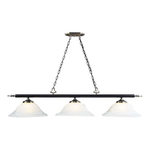 Landmark Lighting Billiards (Section) 3 Light Pendant with White Faux