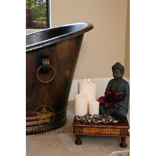 Premier Copper Products 67 x 34 Hammered Copper Double Slipper Tub