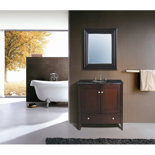 Stufurhome Alicia 36 Bathroom Vanity Set in Polished Dark Cherry