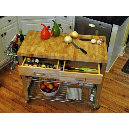 Chris & Chris Kitchen Island with Wood Top