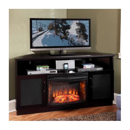 Furnitech 61 TV Stand with Curved Electric Fireplace