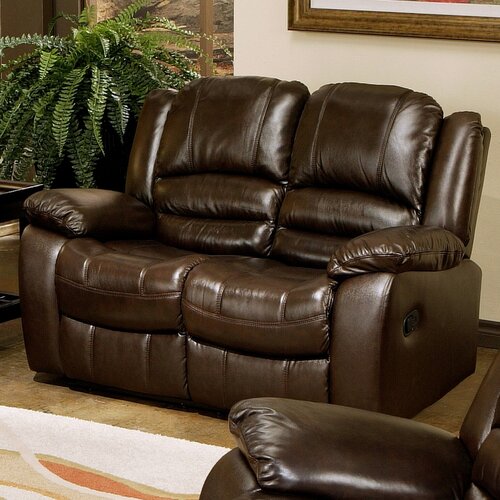 abbyson living providence italian leather reclining loveseat