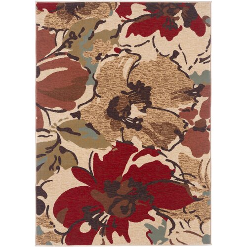 TayseRugs Laguna Beige Floral Rug