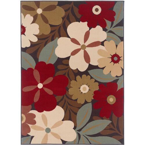 TayseRugs Laguna Charcoal Floral Rug