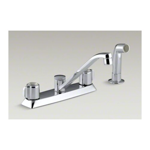 Sink Faucet with Blade Handles, 7.63 Swing Spout and Sidespray